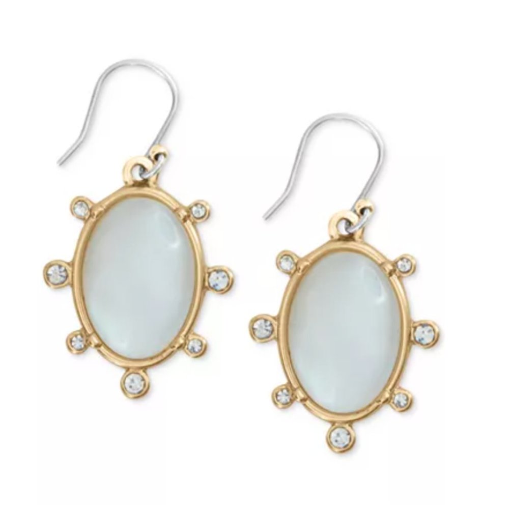 Lucky Brand Gold-Tone White Stone Drop Earrings